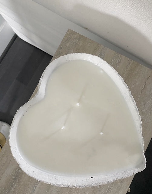 3 wick Concrete Heart Candle image 1