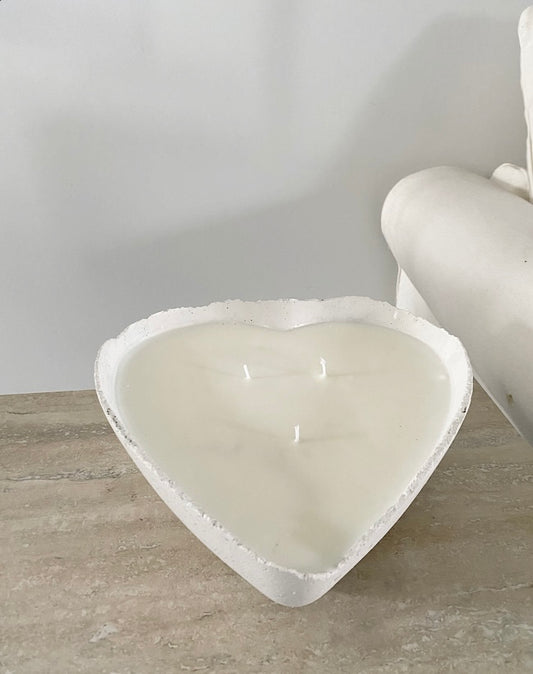 3 wick Concrete Heart Candle image 0